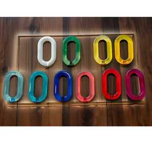 Collier multicolore en résine à gros maillons, style vintage, mélange de couleurs, punk, ajouré, gros, épais, rond, long, en acrylique - Product Image 4