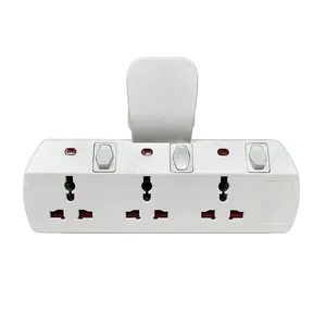 Adaptador multiplug de 3 pinos Iraque com interruptor independente ABS cobre