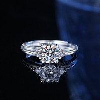 Bague de mariage en argent sterling S925 certifiée GRA, en forme de cœur, avec moissanite de 1 carat, pour femmes, bijoux en argent tendance, vente en gros.