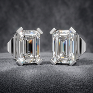 Pendientes de Moissanita con Corte Esmeralda de 2.5 Quilates, Oro Sólido de 14k, Cuatro Puntas, para Mujer, Venta al por Mayor, Regalo de Boda, Suministro Directo de Fábrica - Product Image 1