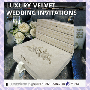 Scatola di carta di velluto Beige di fascia alta personalizzata per carte di nozze inviti di lusso in stile artigianato di carta Premium - Product Image 2
