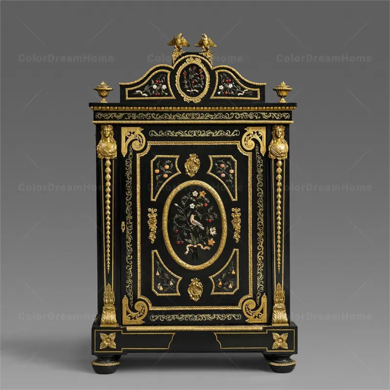 Luxury Home Deco Storage Cabinet Custom Cabinets Furniture Vintage Black Wood Small Cabinet