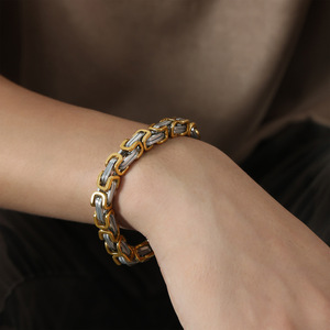 Aretas Chunky Punk Bijoux pulsera de cadena gruesa mujeres joyería de acero inoxidable Oro Negro Color hebilla cadena mujeres hombres pulsera - Product Image 2