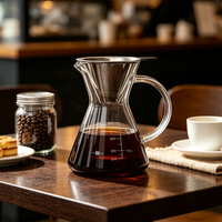 Cafetière arabe en verre borosilicate avec filtre en acier inoxydable, marqueur de mesure, pour café à verser à la maison ou au bureau