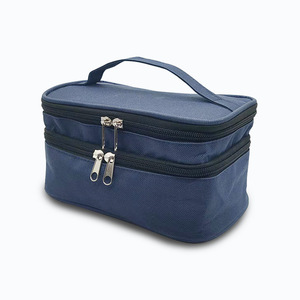 <b>Multi</b> Layer Storage <b>Bag</b> Rectangle Travel Cosmetic Organizer With Dual Zipper <b>Compartment</b> For Makeup And Medicine Packaging - Product Image 3
