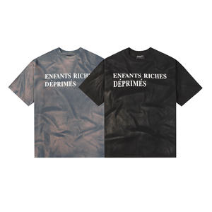 T-shirt décontracté surdimensionné vintage respirant à slogan <span class=keywords><strong>de</strong></span> deuxième génération, dégradé lavé, polyvalent, mélancholique - Product Image 2