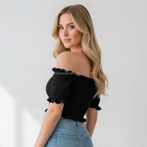 <span class=keywords><strong>Top</strong></span> Corto Personalizado con Hombros Descubiertos para Mujer, Ropa de Playa de Verano para Damas - Product Image 2