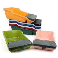 Grande litière semi-fermée extra-épaisse pour chat, toilette pour chat en plastique avec design anti-éclaboussures