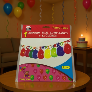 Party Pack Guirnalda Feliz Cumpleaos 2 M With 12 Balloons For Birthday Celebration - Product Image 2
