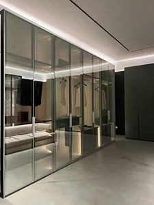 Clóset Moderno Personalizado de Primera Calidad, Armario Empotrado de Lujo con Partición de Vidrio e Iluminación LED para Apartamento, Villa o Casa - Product Image 2