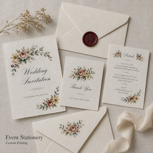 Invitation de mariage personnalisée à bords festonnés, impression <span class=keywords><strong>aquarelle</strong></span> florale rétro, carte en papier avec texte personnalisé pour événement de mariage romantique - Product Image 6