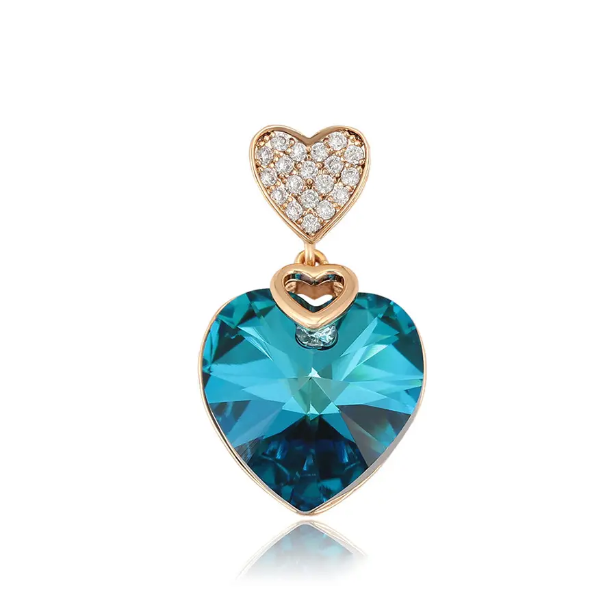 35907 Xuping Sieraden Novel Ontwerp Romantische Hartvormige Diamanten Bezaaid Blauw Kristal 18K Vergulde Hanger