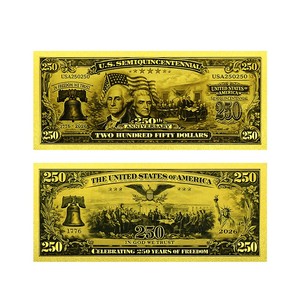 Uang Kertas Peringatan Ulang Tahun ke-250 AS Berlapis Emas Dua Sisi Merayakan Perayaan Sejarah Kemerdekaan Amerika - Product Image 1
