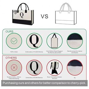 Cross-border Spot-stocked Blank <b>Canvas</b> Tote <b>Bags</b> <b>Large</b> Capacity with Logo Printing Personalized Custom Shopping - Product Image 4
