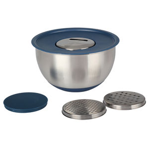 Bol à mélanger, 4,5 L, bol à salade en acier inoxydable avec couvercle hermétique et couvercle amovible, 3 accessoires de râpe pour la pâtisserie/cuisine/préparation - Product Image 4