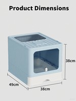 Meuble litière pour chat, design ouvert, toilette pour chat extra large, anti-odeur, entrée par le haut, anti-éclaboussures, en PP, 65L, facile à nettoyer, pour animaux de compagnie