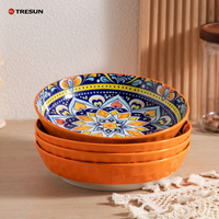 Ensemble de vaisselle en céramique bohème TRESUN, couleur orange, assiette, tasse, bol, ensemble de vaisselle pour restaurant et maison