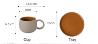 Tasse à café latte classique en porcelaine mate faite à la main, écologique, 250 ml (10 oz), avec soucoupe
