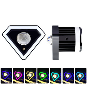 ไฟสปอร์ตไลท์ LED สำหรับมอเตอร์ไซค์ทรงเพชร สีขาว-เหลือง แสงคู่ กันน้ำระดับ IP67 พร้อมไฟวงแหวน Angel Eye ใช้ได้กับรถมอเตอร์ไซค์ทั่วไป 24V - Product Image 5