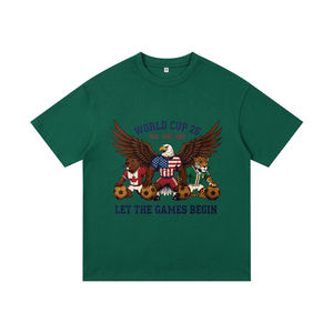 T-Shirt in Cotone Nera con Stampa Grafica Coppa del Mondo 2026 USA Messico Canada Aquila e Calciatori 'Let the Games Begin' per Tifosi Sportivi - Product Image 5