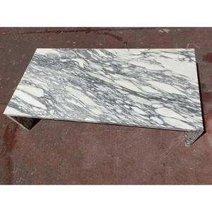 SH STONE Minimalist Modern Living Room Furniture <strong>Rectangle</strong> Customized Fluted Calacatta Viola Marble <strong>Coffee</strong> <strong>Table</strong> - Product Image 4