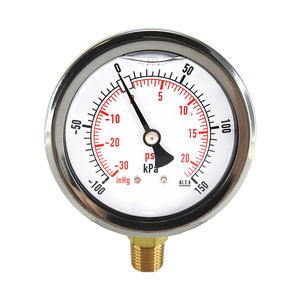 HUBEN <span class=keywords><strong>2.5</strong></span> Polegada Aço Inoxidável Vacuum <span class=keywords><strong>Gauge</strong></span>, Brass Internals NPT Montagem Inferior, Líquido Cheio - Product Image 3