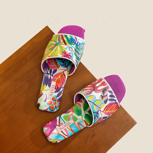 Vacation Style Fabric Women Slippers Lightweight Anti Slip <b>Open</b> <b>Toe</b> Indoor Home <b>Shoes</b> For Spring Summer - Product Image 1