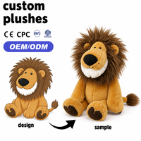 Boneka Singa Plush OEM Kustom, Boneka Hewan Liar dengan Surai untuk Promosi Merek Produsen OEM/ODM