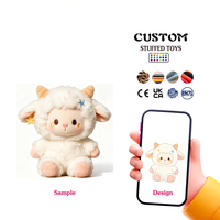 Peluche personnalisée en forme de tête de mouton blanche avec broderie, en tissu doux rembourré de coton PP, jouet en peluche sur mesure