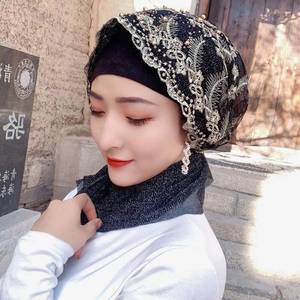 Ethnic style 102040 Islamic Muslim women's chemotherapy headwear cap solid color headscarf and <b>headband</b> - Product Image 4