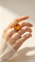 Bague Cocktail en Argent 925 Certifié avec Ambre Naturel Piebald Floral en Forme de Pomme – Vente au Détail et en Gros, Bijoux Rares pour Femmes, Cadeau d'Anniversaire