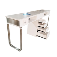 Ensemble table et chaise de manucure au design moderne pour salon de manucure, en métal, double table à ongles avec aspirateur et canapé pour institut de beauté