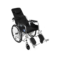 Fauteuil roulant de voyage léger et portable pour personnes handicapées, fauteuil roulant manuel pliable fonctionnel avec dossier inclinable
