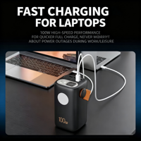 Batterie externe pour ordinateur portable 60000mAh Li-Polymère, affichage LED DC PVC, double USB, charge rapide, portable, 100W, universelle pour ordinateurs portables et téléphones