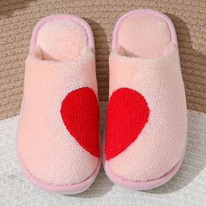 Fashion Valentines Day Wholesale Love Pattern Slippers Women Winter Indoor Flat Warm Heart House Slides Cute Heart Slippers - Product Image 4