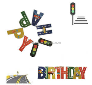 แบนเนอร์สุขสันต์วันเกิดรูปการ์ตูนรถไฟกระดาษตกแต่งงานวันเกิดสำหรับเด็ก - Product Image 4