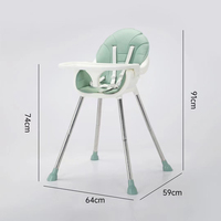Chaise de salle à manger portable et sûre pour bébé, chaise d'alimentation à pieds hauts pour bébé, table à manger réglable et détachable pour enfants