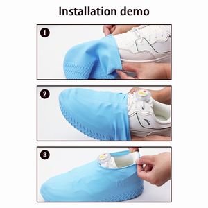 Yeni 1 çift silikon su geçirmez ayakkabı çocuk yetişkin aşınmaya dayanıklı taşınabilir yağmur suyu kapakları yağmurlu günler için ayakkabı koruyucu kullanımlık - Product Image 5