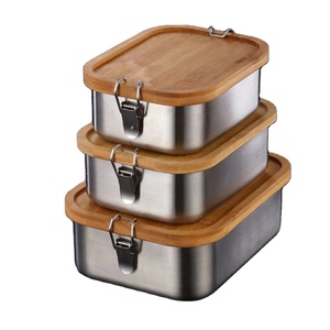 Stainless Steel Bento Lunch Box with Bamboo Lid Leak-Proof Japanese Metal Lunch Containers Snack Food for Adults Kids School