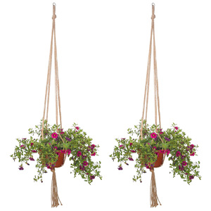 Support de pot de jardin créatif en filet tressé respirant, fait main en corde de coton et de lin, design simple, pour intérieur et <span class=keywords><strong>extérieur</strong></span>, à suspendre au mur - Product Image 3