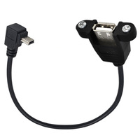 Kabel ekstensi Printer wanita untuk Tipe a, USB Mini sudut kanan 0.5m, kabel ekstensi Printer USB 2.0 konektor PVC, kabel USB-A Data atas dengan sekrup