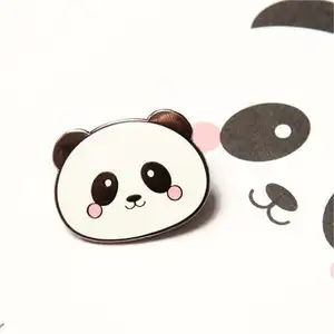 Harga pabrik pabrikan Tiongkok Pin kerah penanda bola Enamel keras logam kebun binatang kepala Panda imut desain gratis untuk suvenir