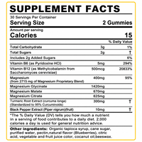 Gummies OEM Magnésium Tri-Plex 60 unités avec Curcuma Poivre Noir B6 B12 Soutien Relaxation Musculaire et Système Nerveux Marque Privée