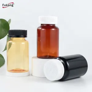 150ml PET medicine amber jar pill capsule pharmaceutical bottle with silver gold metal cap child proof cap flip top cap