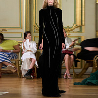 Robe à col roulé avec fermeture éclair A12715 - Respirante, anti-rides, manches longues, vêtements décontractés pour l'hiver
