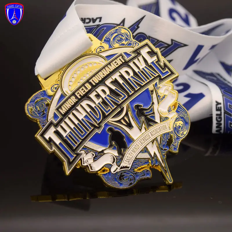 Medali Liga Hoki Bisbol Kanada Kustom Terkenal Medali Lapis Emas Enamel 3D Timbul