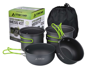 Juego de Utensilios de Cocina para Acampar, Olla y Sartén de Aluminio Ligero con Tazones y Bolsa de Almacenamiento, Certificado por la FDA y LFGB para Aventuras - Product Image 1