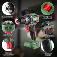 Perceuse à percussion sans fil à vitesse variable OEM 21V 70Nm 1500RPM avec moteur sans balais, batterie lithium-ion et éclairage de travail LED pour usage extérieur