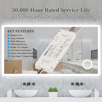 Alimentation LED pour éclairage de meuble de salle de bain intelligent DC24V 24W, transformateur à tension constante certifié UL FCC
