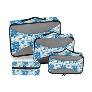 Organiseurs de bagages de voyage à compression avec imprimé floral bleu personnalisé, lot de 6 cubes de rangement pour valise - Product Image 2